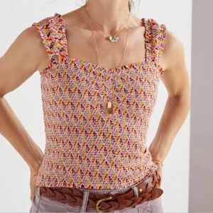 Maeve by Anthropologie Kaleidoscope Smocked Top - Small